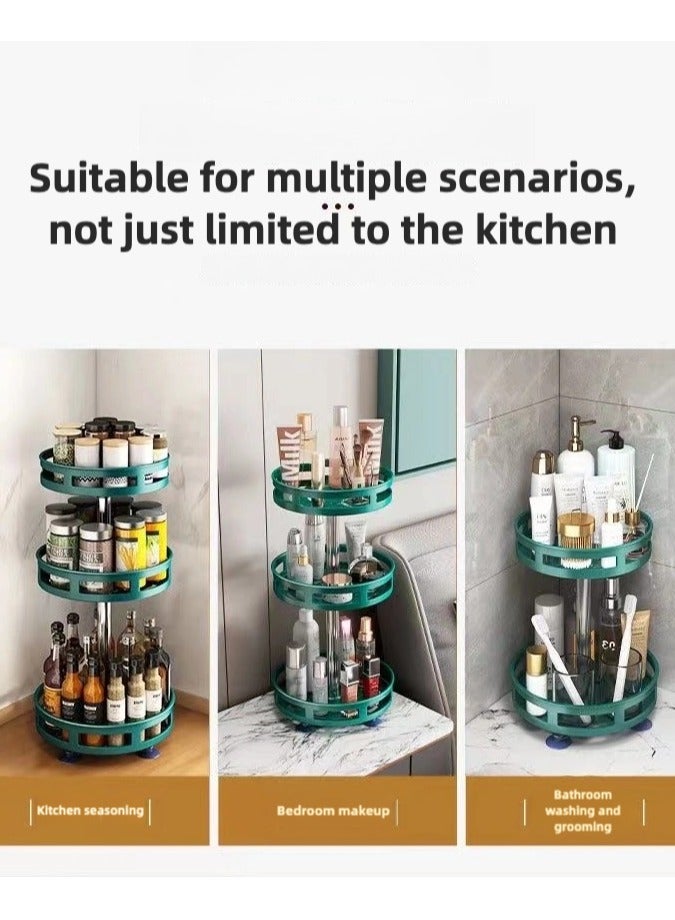 Rotatable 360 Degree Kitchen Shelf, Spice Storage Shelf, Round Storage Box Oil, Salt, Sauce and Vinegar Condiment Jar Rack, Triple - Black，3-Tier Adjustable Spice Rack - 360° Rotation, Metal Condiment Organizer for Kitchen, Bathroom and Bedroom Decor - Image 5