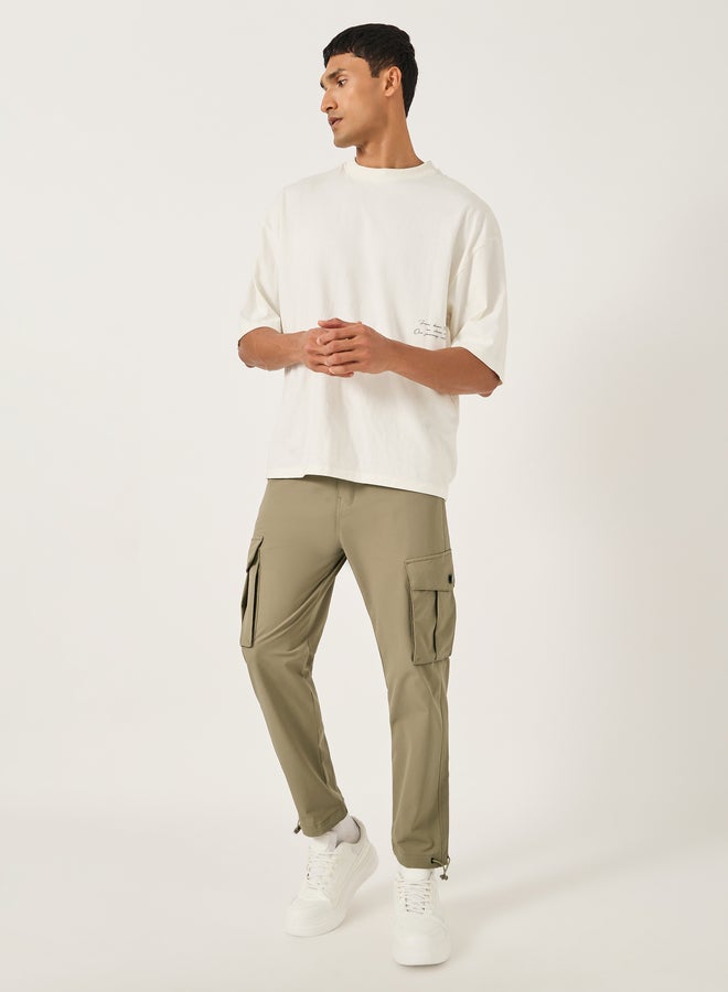 Fort Collins Men Brown Solid Cargo Pants with Drawstring Hem - Image 2