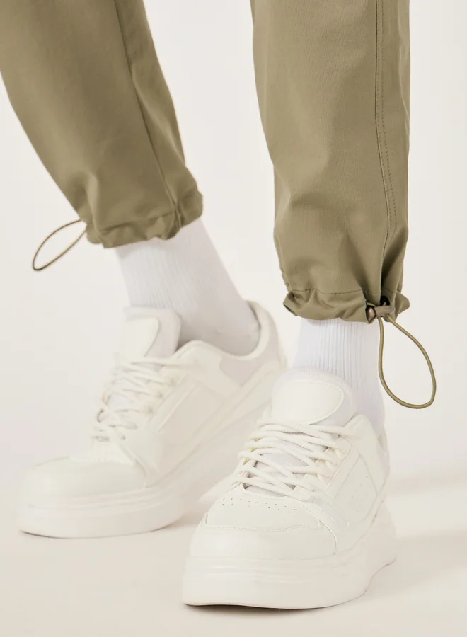 Fort Collins Fort Collins Men Brown Solid Cargo Pants with Drawstring Hem