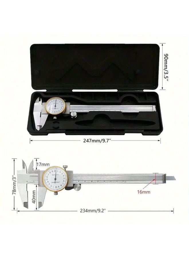 Silvery Dial Caliper 5.91 Inch 0.02mm Accuracy Stainless Steel Vernier Caliper Shockproof Metric Measuring Tool - Image 3