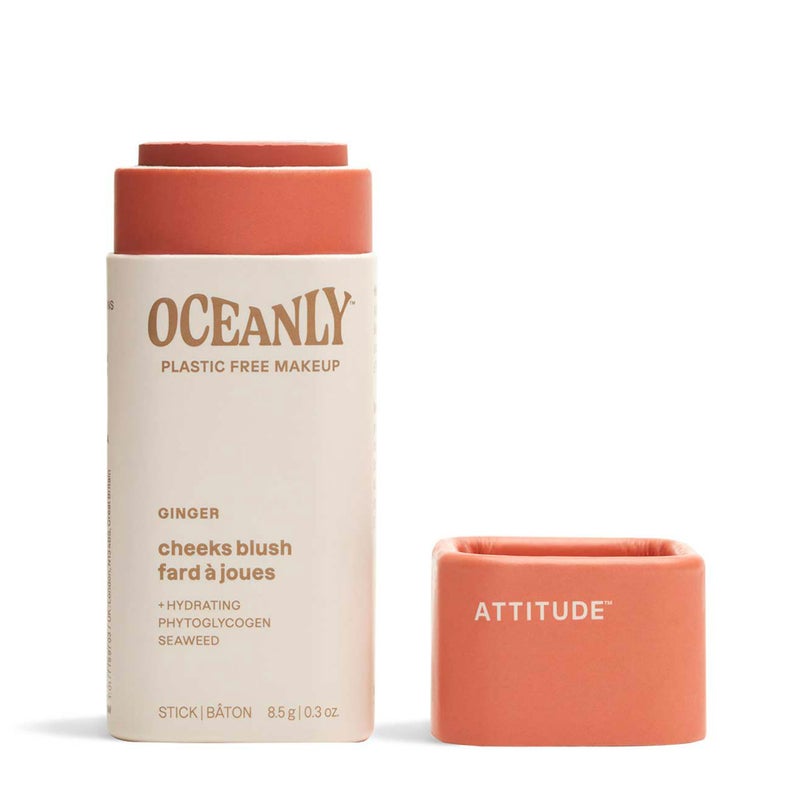 ATTITUDE Oceanly Plastic-Free Lightweight Blush Stick, Titanium Dioxide-Free, EWG Verified, Vegan & Cruelty-free Makeup, Ginger, 0.3 Ounces - Image 1