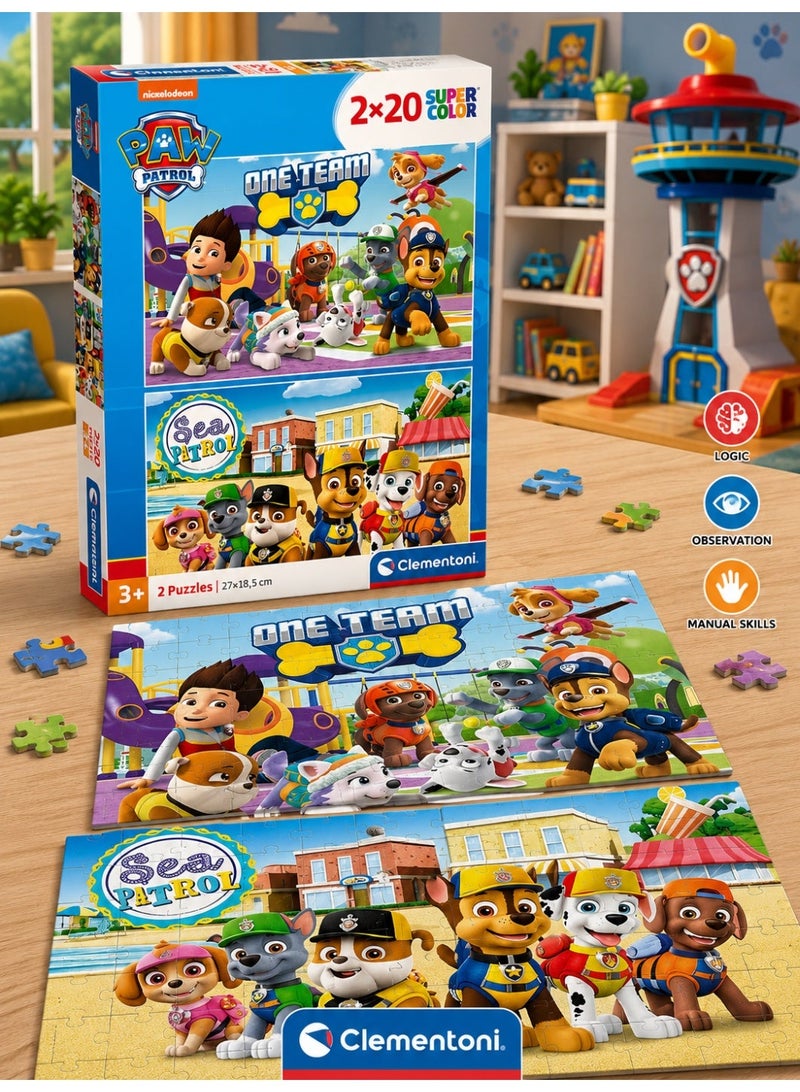 Clementoni Supercolor Puzzle Paw Patrol (2x20 pieces)- Multicolor - Image 1
