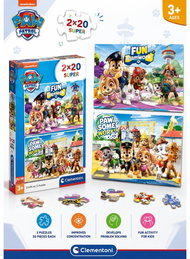 Clementoni Supercolor Puzzle Paw Patrol (2x20 pieces)- Multicolor - Image 2