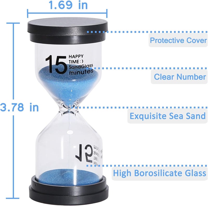 KSM UP Sand Timer 6 Colors Hourglass 1/3/5/10/15/30 Minutes Sandglass Timer Sand Clock for Kids Games Classroom Kitchen Home Office Decoration (Pack of 6) - Image 2