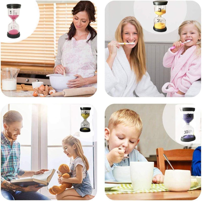 KSM UP Sand Timer 6 Colors Hourglass 1/3/5/10/15/30 Minutes Sandglass Timer Sand Clock for Kids Games Classroom Kitchen Home Office Decoration (Pack of 6) - Image 5