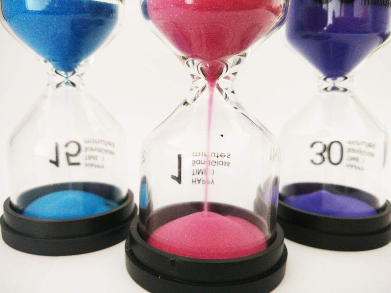 KSM UP Sand Timer 6 Colors Hourglass 1/3/5/10/15/30 Minutes Sandglass Timer Sand Clock for Kids Games Classroom Kitchen Home Office Decoration (Pack of 6) - Image 4