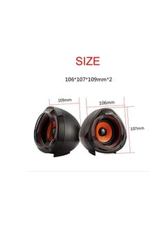 Wesdar Computer Speakers, 3.5mm USB Powered Subwoofer PC Speakers for Desktop Laptop Notebook, Pack of 2 (Orange)  - Image 3