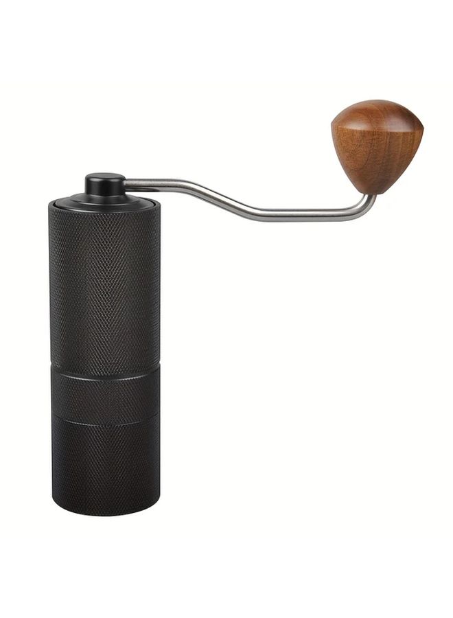 Pro Hand Coffee Grinder CNC Stainless Steel Conical Burr Manual Coffee Grinder With Silvery Aluminum Body Wooden Handle Adjustable Grind Setting For Espresso To French Press Perfect For Home Camping And Office Use - Image 1