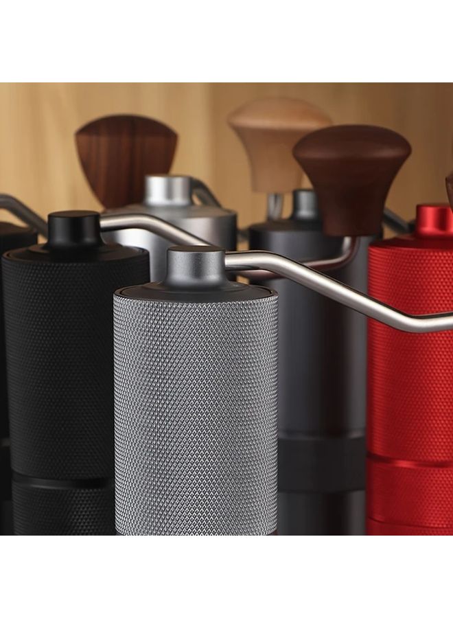 Pro Hand Coffee Grinder CNC Stainless Steel Conical Burr Manual Coffee Grinder With Silvery Aluminum Body Wooden Handle Adjustable Grind Setting For Espresso To French Press Perfect For Home Camping And Office Use - Image 2
