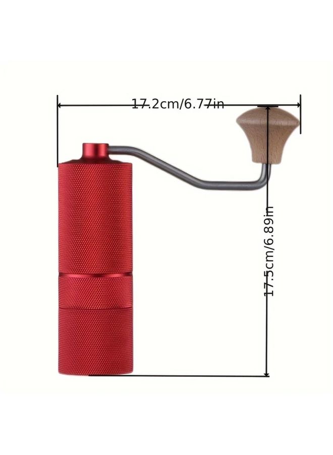 Pro Hand Coffee Grinder CNC Stainless Steel Conical Burr Manual Coffee Grinder With Silvery Aluminum Body Wooden Handle Adjustable Grind Setting For Espresso To French Press Perfect For Home Camping And Office Use - Image 3