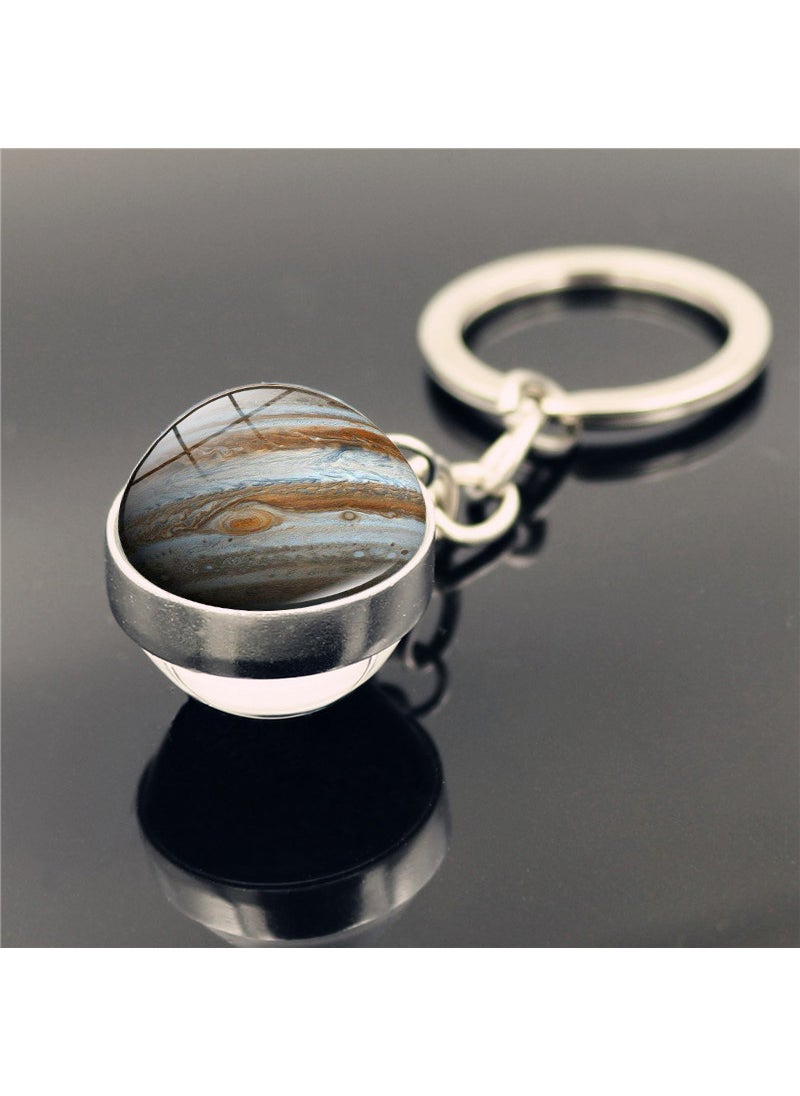 Generic Solar System Planet Keychain Pendant Galaxy Star Cloud Time Gem Key Ring Key Chain Modern Simple Style Business Gift XSWX2229-9-Jupiter 
