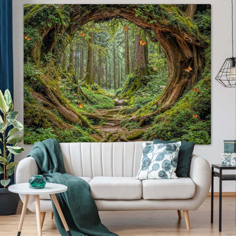 Accnicc Forest Tapestry Green Nature Tree Wall Tapestry for Bedroom Aesthetic Jungle Outdoor Landscape Small Tapestries Wall Hanging for Dorm Living Room Decor 48 x 36 Inch - Image 3
