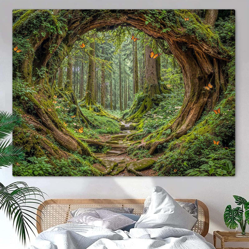 Accnicc Forest Tapestry Green Nature Tree Wall Tapestry for Bedroom Aesthetic Jungle Outdoor Landscape Small Tapestries Wall Hanging for Dorm Living Room Decor 48 x 36 Inch - Image 4