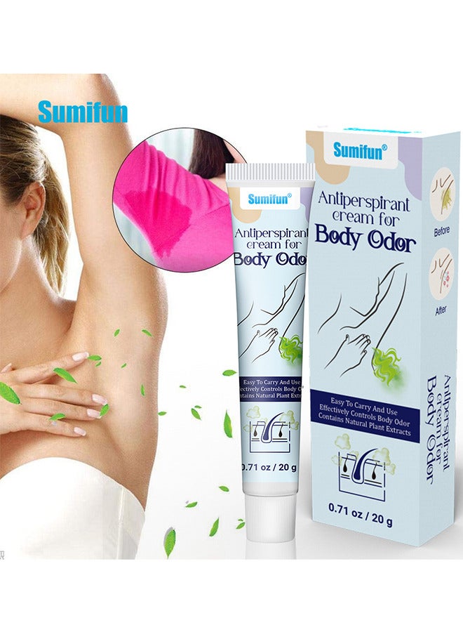 Sumifun Antiperspirant Cream For Body Odor, Remover Underarm Antiperspirant And Deodorant Mild Long Lasting Waterproof Sweatproof Skin Friendly Fresh Effective Underarm Odor Cream To Get Rid Of Body Odor 20G - Image 1