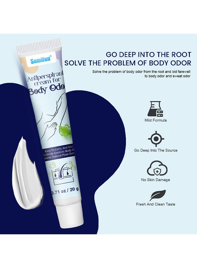 Sumifun Antiperspirant Cream For Body Odor, Remover Underarm Antiperspirant And Deodorant Mild Long Lasting Waterproof Sweatproof Skin Friendly Fresh Effective Underarm Odor Cream To Get Rid Of Body Odor 20G - Image 3