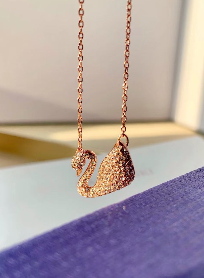 Rose gold swan pendant necklace for women  - Image 2