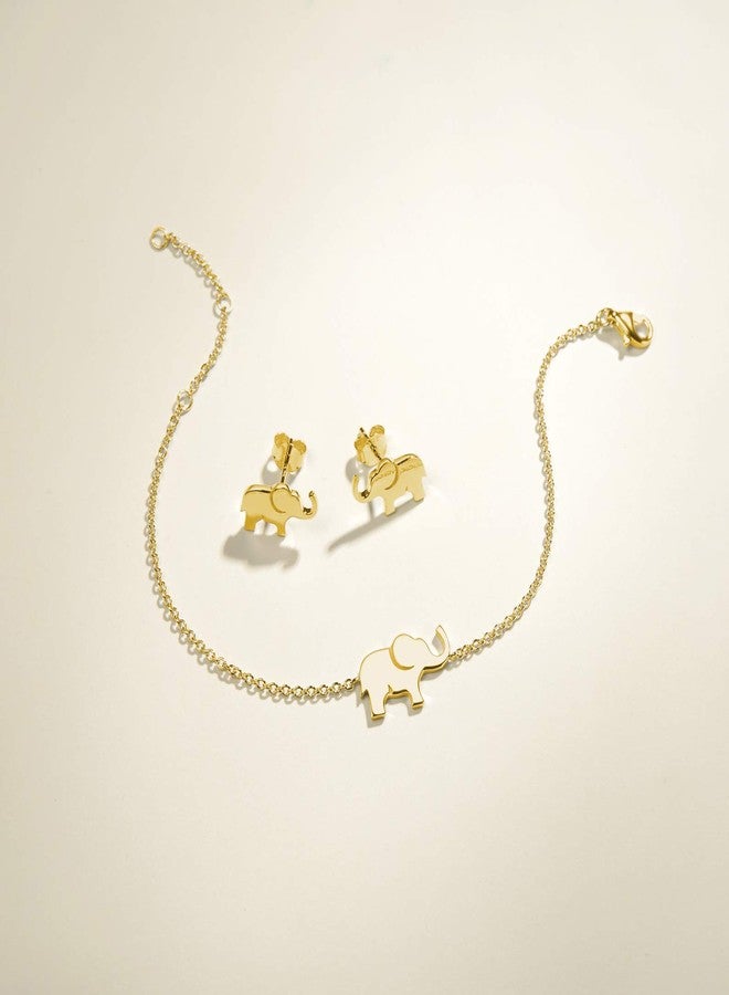 FANCIME Yellow Gold Plated 925 Sterling Silver Cable Link Chain Cute Elephant Dainty Delicate Bracelet Jewelry Easter Gifts For Women Friendship Charm Adjustable, 15 + 3cm - Image 3