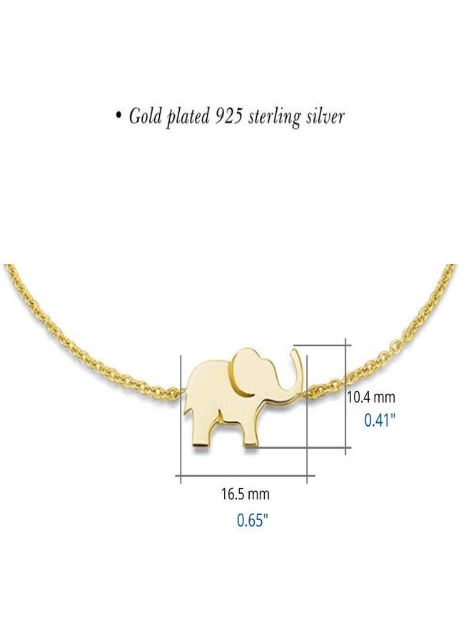 FANCIME Yellow Gold Plated 925 Sterling Silver Cable Link Chain Cute Elephant Dainty Delicate Bracelet Jewelry Easter Gifts For Women Friendship Charm Adjustable, 15 + 3cm - Image 4