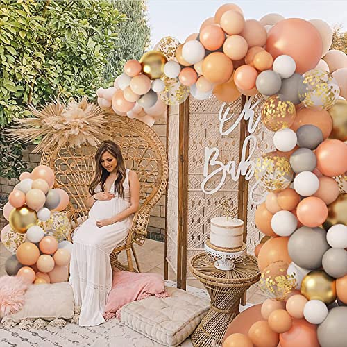 Lazybeee Rubber 129 Pcs Rose Gold Balloons Garland Kit For Baby Shower Birthday Decorations, Peach Pastel Rose Gold White Balloon Arch Confetti Balloons For Wedding Bridal Party Supplies - Image 3