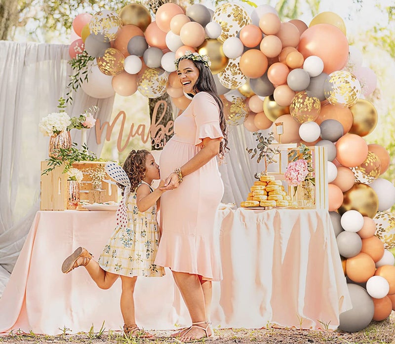 Lazybeee Rubber 129 Pcs Rose Gold Balloons Garland Kit For Baby Shower Birthday Decorations, Peach Pastel Rose Gold White Balloon Arch Confetti Balloons For Wedding Bridal Party Supplies - Image 5