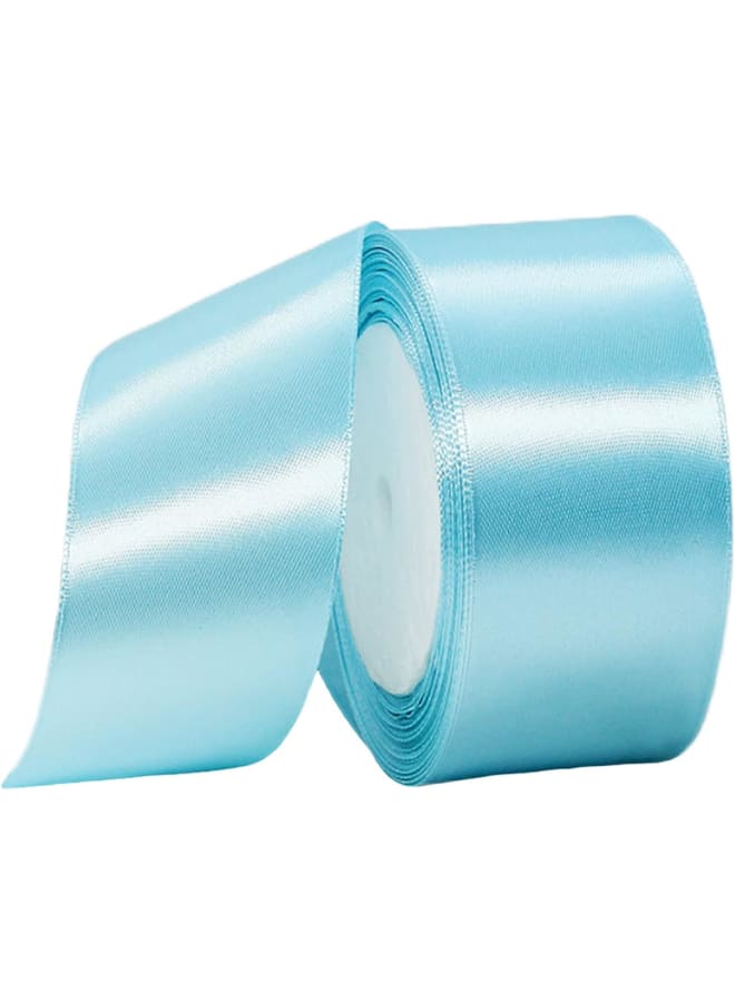 50mm Wide Baby Blue Ribbon Thick Azure Satin Ribbon Wedding Car Ribbon 22m, 2 inch Thick Light Blue Ribbon for Gift Wrapping Wedding Car Cake Ribbon Hair Bow Florist Bouquet Craft Decoration Ribbon - Image 1