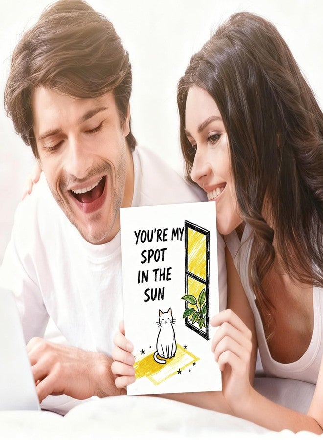 MQMRYeto Cute Cat Valentines Day Card Gift,Lovely Anniversary Card for Boyfriend or Husband, Wife or Girlfriend,'You're My Spot In The Sun' - Image 4