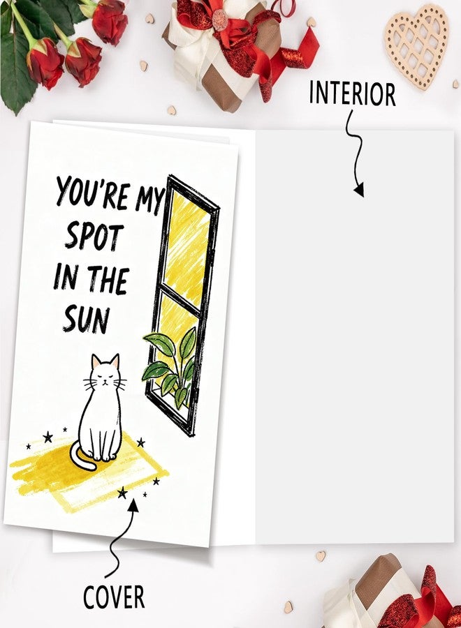 MQMRYeto Cute Cat Valentines Day Card Gift,Lovely Anniversary Card for Boyfriend or Husband, Wife or Girlfriend,'You're My Spot In The Sun' - Image 3