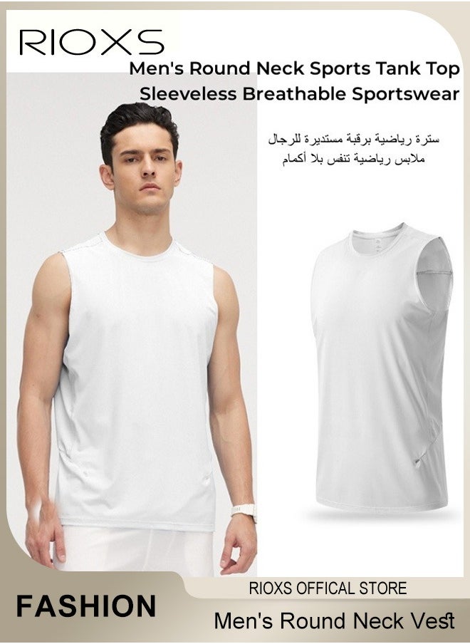 RIOXS Men's Vest Round Neck Sports Tank Tops Cotton Breathable Sportswear Fitness Running Marathon Vest For Gym Casual Wear Lightweight Sleeveless Top  - Image 5