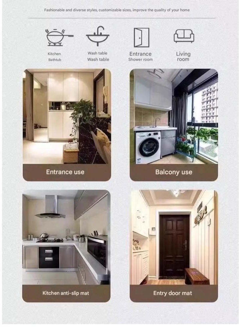 A.M Slip Absorbent Kitchen Mat Quick Drying Living Room Carpet Absorbent Anti Fall Rugs Anti Oil Stain Floor Mats,, Anti-Slip Kitchen Mats Wipeable Wash Long Strip Carpet-40X60cm and 40X120cm(Set) - Image 2