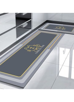 A.M Slip Absorbent Kitchen Mat Quick Drying Living Room Carpet Absorbent Anti Fall Rugs Anti Oil Stain Floor Mats,, Anti-Slip Kitchen Mats Wipeable Wash Long Strip Carpet-40X60cm and 40X120cm(Set)  - Image 1