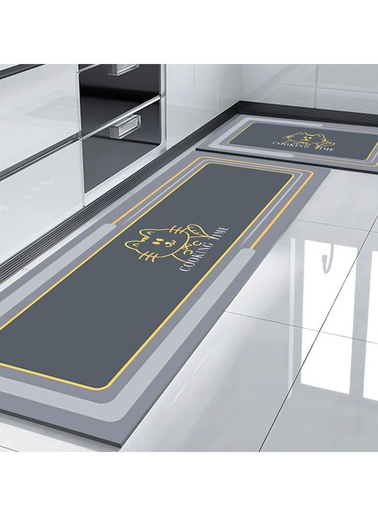 A.M Slip Absorbent Kitchen Mat Quick Drying Living Room Carpet Absorbent Anti Fall Rugs Anti Oil Stain Floor Mats,, Anti-Slip Kitchen Mats Wipeable Wash Long Strip Carpet-40X60cm and 40X120cm(Set) - Image 1