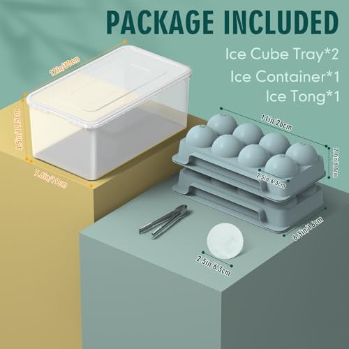 WIBIMEN Large Ice Cube Molds, Big Round Whiskey Ice Cube Trays for Freezer, Easy to Fill & Release, Whiskey Bourbon Cocktail(2.5In*8 Balls- Blue/2 Pack) - Image 4