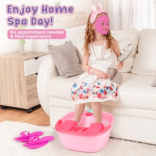 Dreamon Kids Foot Spa & Nail Kit - Kids Spa Day Kit for Girls with Mask Foot Bath and Nail Dryer - Manicures Pedicure Toy Kit Nail Art Salon Girl Stuff - Christmas Birthday Gifts for 6 7 8 9 10-12 Year Old - Image 4