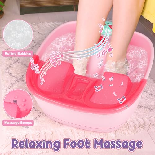 Dreamon Kids Foot Spa & Nail Kit - Kids Spa Day Kit for Girls with Mask Foot Bath and Nail Dryer - Manicures Pedicure Toy Kit Nail Art Salon Girl Stuff - Christmas Birthday Gifts for 6 7 8 9 10-12 Year Old - Image 3