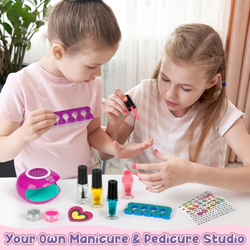 Dreamon Kids Foot Spa & Nail Kit - Kids Spa Day Kit for Girls with Mask Foot Bath and Nail Dryer - Manicures Pedicure Toy Kit Nail Art Salon Girl Stuff - Christmas Birthday Gifts for 6 7 8 9 10-12 Year Old - Image 5