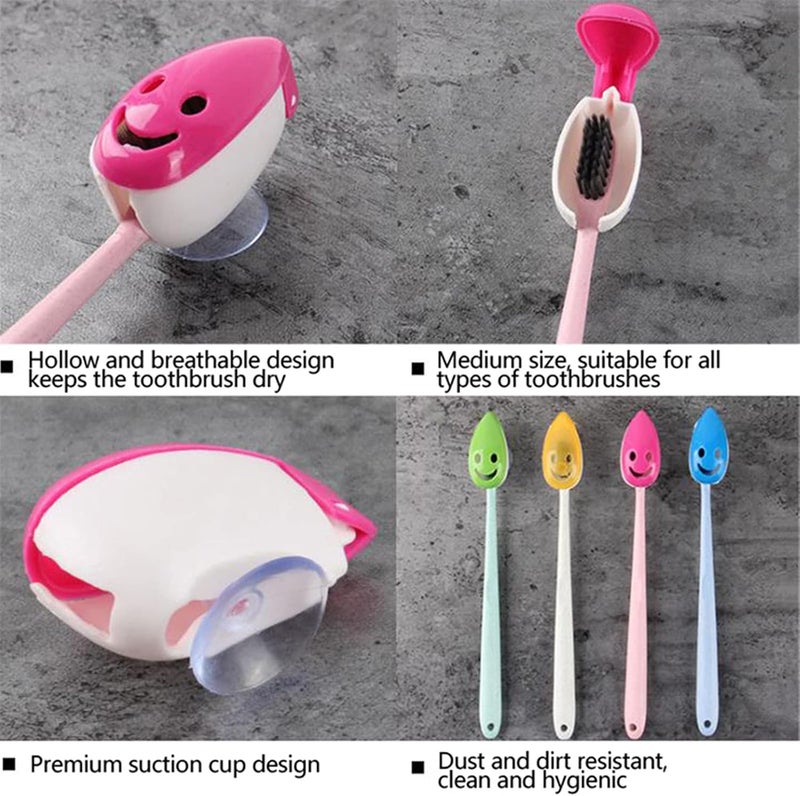 VADOO 6Pcs Toothbrush Head Cover Cap Suction Cup Toothbrush Case Portable Toothbrush Protector Holder (Random Color) - Image 5