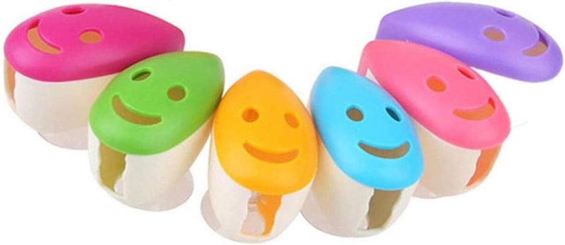 VADOO 6Pcs Toothbrush Head Cover Cap Suction Cup Toothbrush Case Portable Toothbrush Protector Holder (Random Color) - Image 3