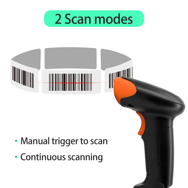 ماسح ضوئي لأكواد الشريط اليدوي 1D/2D/QR من نوع USB السلكي واقرأ أكواد الشريط بالمسح اليدوي / المستمر بمستشعر صورة CMOS يدعم أكواد الورق / أكواد الشاشة متوافق مع PDF417 ويناسب أنظمة ويندوز وأندرويد وماك أوس ولينكس - Image 3