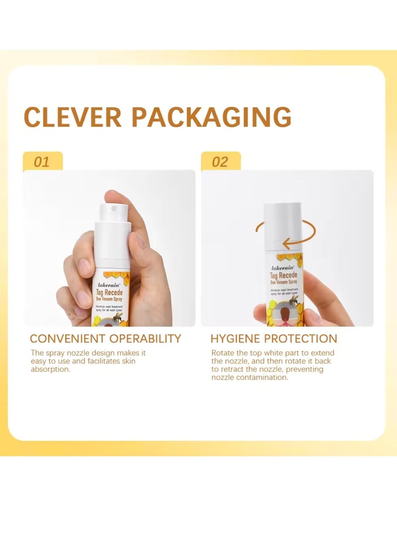 lakerain Tag Recede Bee Venom Spray Wart Treatment Spray Bee Venom Wart and Skin Tags Removal Treatment Spray Wart Remover Bee Venom Skin Tag Removal Spray Acne Removal Spray  - Image 2