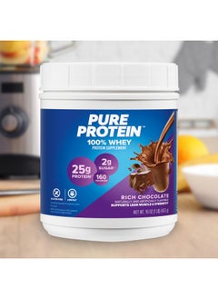 Pure Protein Pure Protein Powder, Whey, High Protein, Low Sugar, Gluten Free, Rich Chocolate, 1 lb 