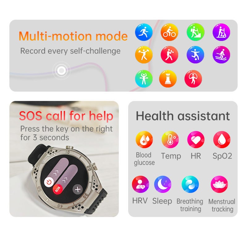 JA01 Smartwatch 1.43-inch AMOLED/BT Talk/S0S/Non-invasive Glucose/Uric Acid/Lipids/Blood Pressure/ECG/Built-in Li-ion 295mAh Battery - Image 4