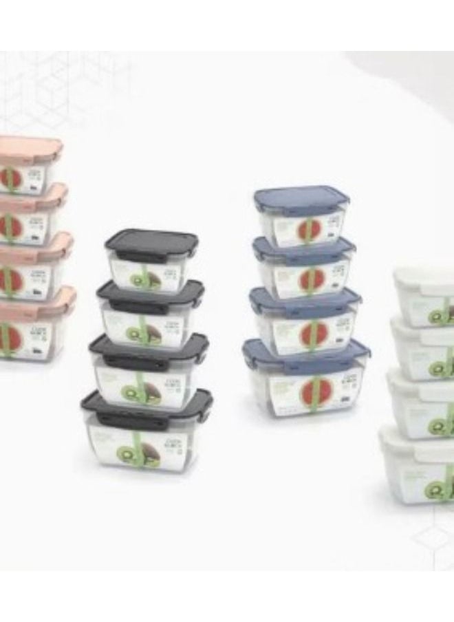 Rectangular plastic boxes of 4 pieces with a lock