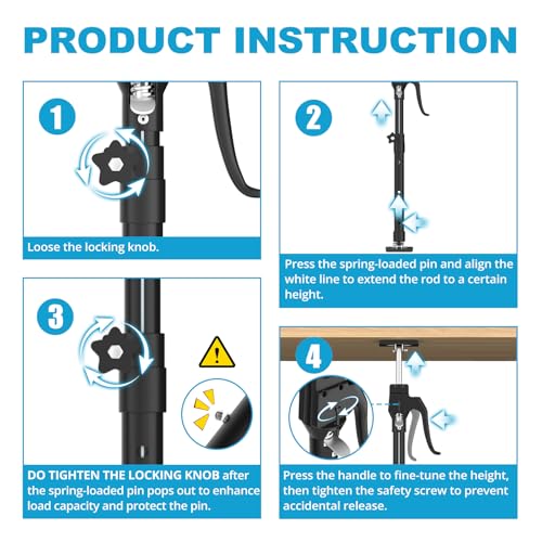 OUTIMATE Third Hand Support Pole Heavy Duty, Cabinet Jacks for Installing Cabinets with 200 LBS Capacity and Expand from 15-4/5 to 23-3/5 in, 4-PC - Image 5