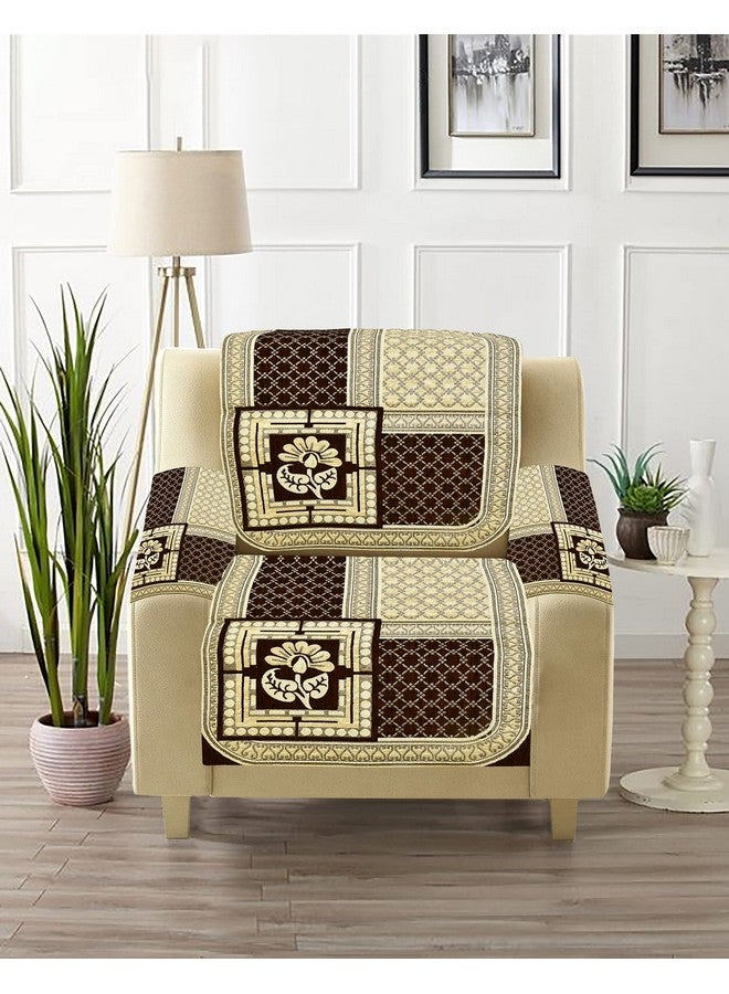 Dazzling DECOR Velvet Sofa Cover with Arm Cover and Cushion Covers Set of 5 Seater - Sofa Covers 3 Seater and 2 Seater Full Cover Set for Couch Seat - Heavy Fabric Sofa Slip 1248_02_Brown - Image 5