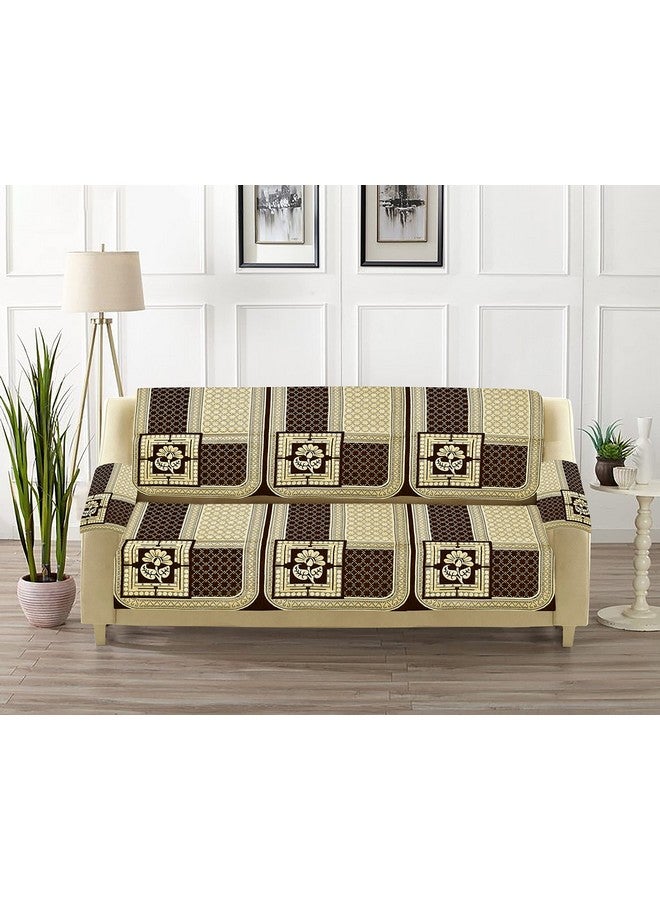 Dazzling DECOR Velvet Sofa Cover with Arm Cover and Cushion Covers Set of 5 Seater - Sofa Covers 3 Seater and 2 Seater Full Cover Set for Couch Seat - Heavy Fabric Sofa Slip 1248_02_Brown - Image 3