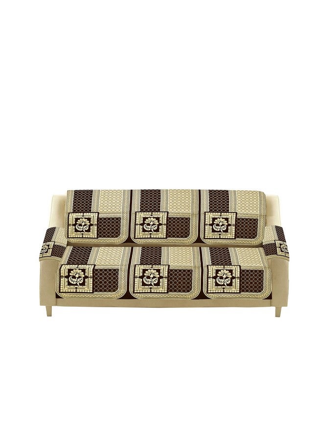 Dazzling DECOR Velvet Sofa Cover with Arm Cover and Cushion Covers Set of 5 Seater - Sofa Covers 3 Seater and 2 Seater Full Cover Set for Couch Seat - Heavy Fabric Sofa Slip 1248_02_Brown - Image 4