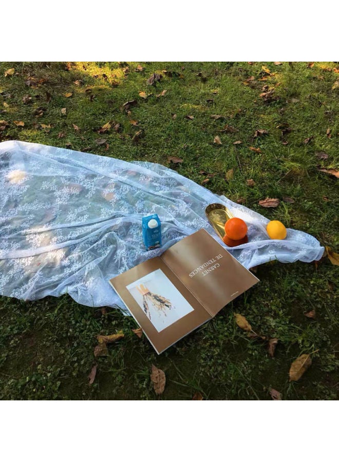 Wedding Photography Props Exterior Ins Literary English Style Romantic White Lace Picnic Mesh Photo Background Cloth-Light Source Color:1.5* 2m - Image 1