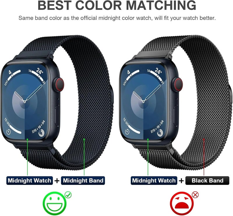 Bluejw Ultra Series 11 10 9 8 7 SE 6 5 4 3 2 1 Magnetic Clasp Replacement Watch Bands Compatible with Apple Watch 38mm – Milanese Loop Stainless Steel Strap - Image 4