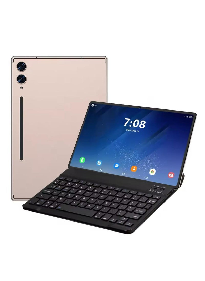 AirTab - S10 Ultra 5G Wi-Fi Android Tablet with 10.1 Inch Display 16GB RAM 1TB ROM 10000mAh Battery with Wireless Arabic Keyboard Gold - Image 1