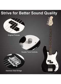 Jidyous Electric Bass Guitar Full Size 4 String with Bass Bag,Strings,Tuner,Strap,Picks and  Amp Cord,Black  - Image 4